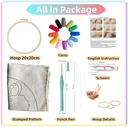DIY Punch Needle Kits Christmas Truck Christmas Tree with Hoop 20x20cm-2