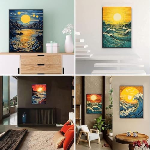 DOTSOPS 6 Pack Great Wave Diamond Painting Kits for Adults Painting Kit
