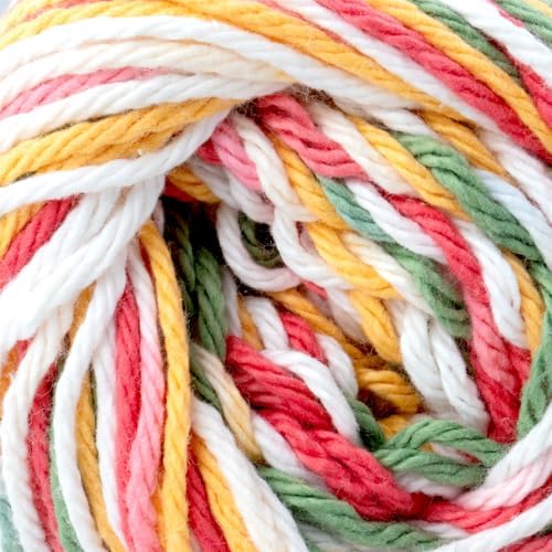 Craft County 100% Cotton Yarn Medium (Size 4) – Weaving, Knitting, and Crochet – Mango Madness Ombre (95 Yards)