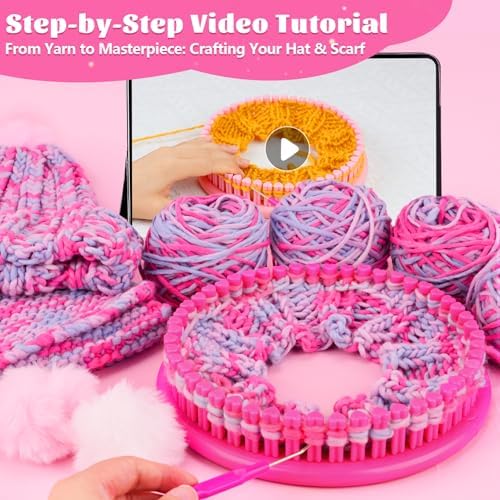 PREBOX Knitting Loom Kit for Kids and Beginners, Hat and Scarf, Rose