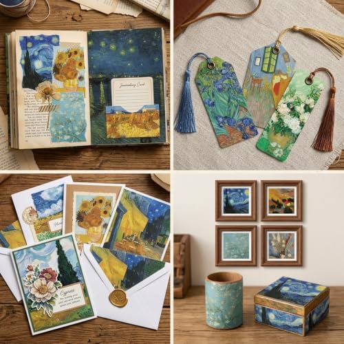 200+ Vintage Van Gogh Washi Stickers for Journaling & Scrapbooking