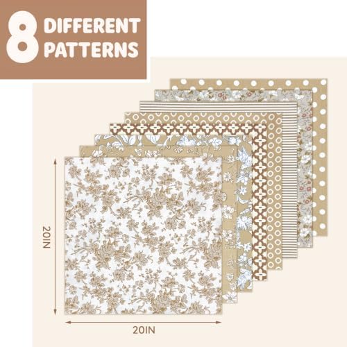 Aubliss 8pcs Fat Quarter Fabric Bundles (100% Cotton - 20'' x 20'')