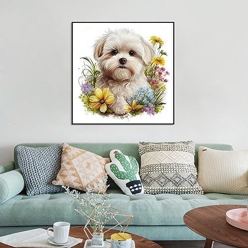Stalente Diamond Painting Kits for Adults, 5D DIY Diamond Art Kits for Beginners Round Full Drill Diamond Painting for Home Wall Decoration Gift 12x12inch, Dog