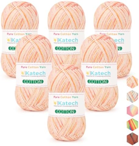 Katech 1OO% Variegated Cotton Yarn for Crocheting-2 Sport Weight Baby Yarns