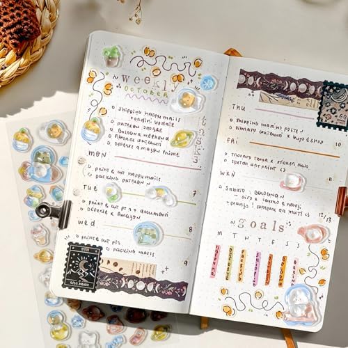 3D Epoxy Puffy Stickers, Cute Space Nebula Animal Stickers with Glitter, Kawaii Puffy Stickers for Scrapbooking, Journal, Planner, Phone Case, Water Bottle, Laptop DIY Craft Lovers