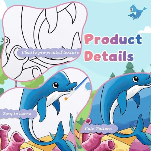 Anseal 12 Packs Pre Drawn Canvas to Paint, 4" X 4" Animal Pre-Printed Canvas Paint Party, Stretched Outline Painting Boards for Beginners, Party Favor