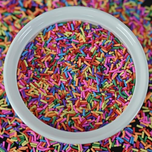 LIKETURE Fake Sprinkles 110g Non-edible Polymer Clay Sprinkles Faux Sprinkle Plastic Sprinkles for Craft Sprinkles Decoration for Resin Filler Slime Add ins Slime Mixed in Shaker Card (Mixed Color)