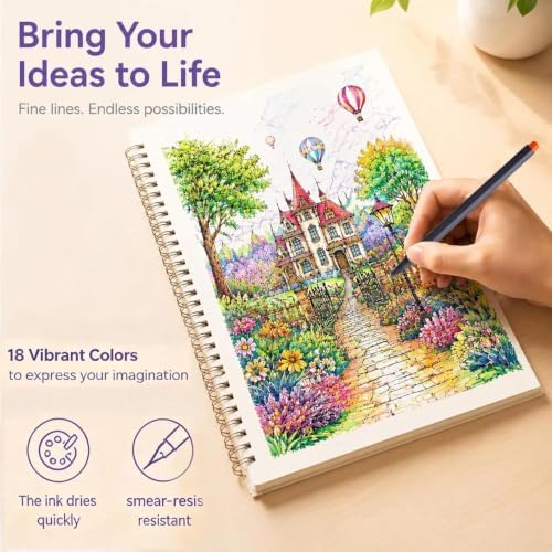 iBayam Journal Planner Fineliner Pens Fine Point 0.38mm, Cute School Office
