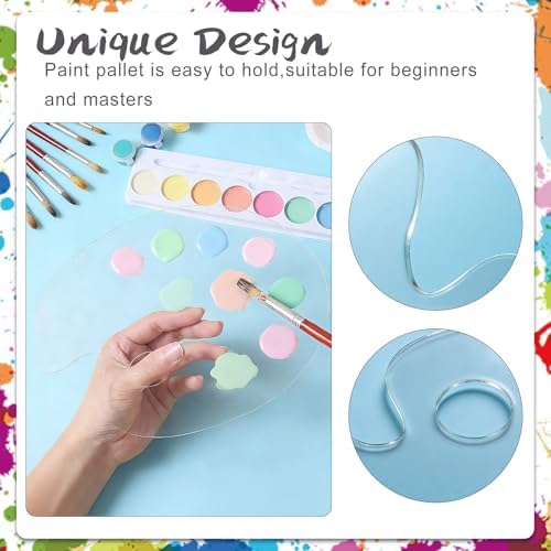 2Pcs Acrylic Clear Paint Palette with Thumb Hole,11.8 x 7.9+9.8 x 5.9In