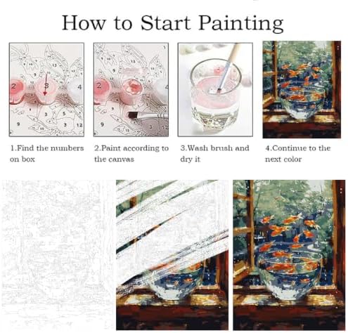ZRIZQ Landscape Paint by Numbers Kit for Adults Beginner,Goldfish,16x20