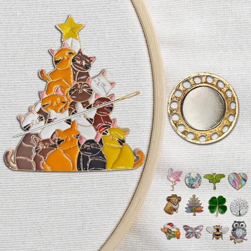 Magnetic Needle Minder Magnet Embroidery Accessories and Supplies Embroidery Needle Holder Cross Stitch Holder Needlework Supplies (Christmas Tree)