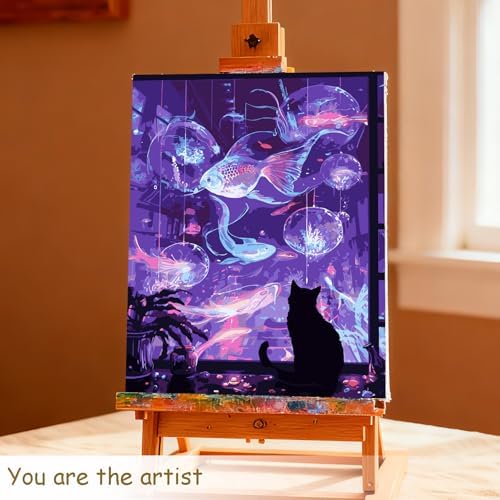 Muzagroo Paint by Numbers Oil Painting Kits for Adults DIY Fish Dream Oil Painting for Beginners Hand Crafts Kits with Brushes and Acrylic Paints 16x20 inches (Fish Dream)