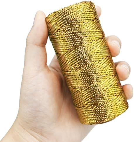 Metallic Bright Gold Twine 1.5 mm Thick 328 Feet for DIY Crafts Festival Christmas Tree Decor