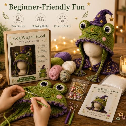 Fantasy Animal Hood Hat DIY Crochet Kit, Complete Crochet Starter Set