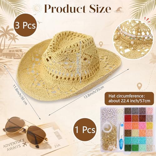 Twistover DIY Cowgirl Hat Craft Set with Beaded Make Your Own Bohemian Coastal Beach Straw Hat for Women Bachelorette Party