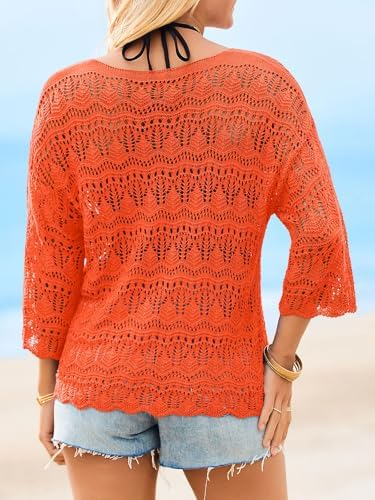 Saodimallsu Womens Crochet Cover Up Sweater Tops