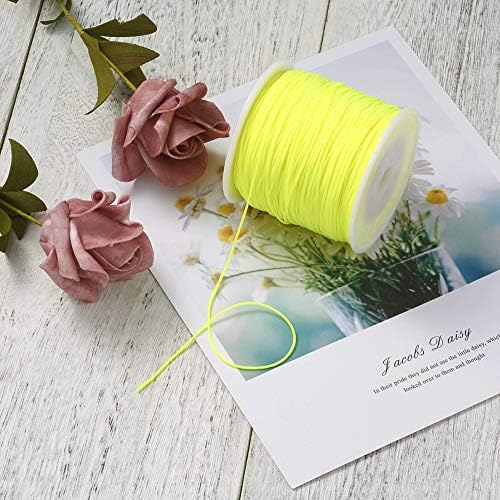 100 Yards 0.8mm Braided Nylon Crafting Thread Chinese Knotting Beading String Macrame Cord Rope for Necklace Bracelet Jewelry Craft Making, Yellow