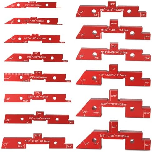 Table Setup Blocks for Woodworking, 14pcs Aluminum Alloy Precision Set up Bars, Precision Height, Depth, Angle & Fence Alignment Gauge Set - Router and Saw Accessories with Storage Case