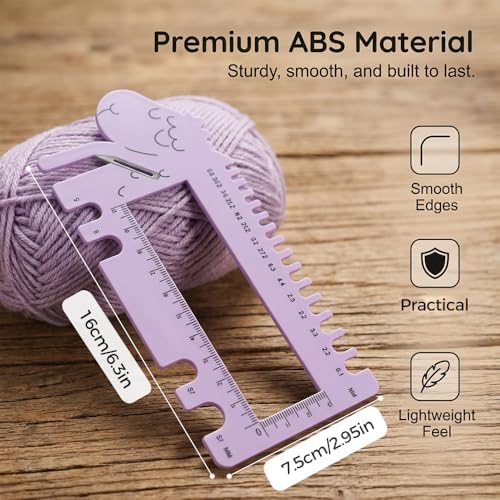 Crochet Gauge Measuring Tool,2026 New Knitting Needle Gauge Sizer,Crochet Hooks & Spinner Yarn Gauge Swatch Ruler Sweater Measuring Tool for Weaving, Crafting (3 PCS)