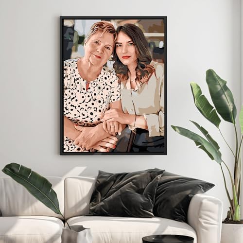 CUSTOM STEWARD Mother Day, Custom Paint by Numbers Kit, DIY Personalized Canvas Painting Set with Acrylic Paints, 3 Brushes, Numbered Canvas, Home Decor, Gifts for Mom from Daughter Son