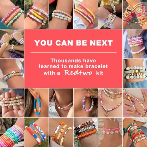 Redtwo 28000 Pcs 192 Colors Clay Beads Bracelet Making Kit | 9-Box Flat Polymer Heishi Bead Set with Charms for Friendship Bracelets and Jewelry Making, Gift for Girls Ages 6–12