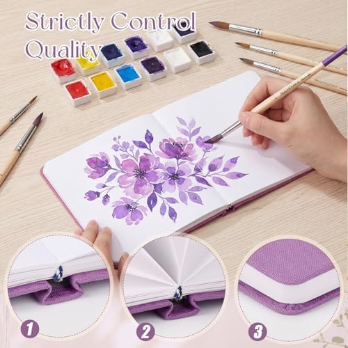 5.5in Watercolor Sketchbook Journal Square Watercolor Notebook Purple