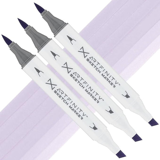 Artfinity Sketch Markers - Set of 3 - Pale Lavender BV2-3, Vibrant, Professional, Dye-Based Alcohol Markers for Artists, Drawing, Travel, & More