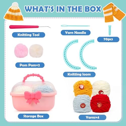 DPAPDI Knitting Loom Kit with Storage Boxes Yarns Knitting Tools