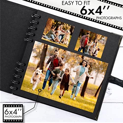 Scrapbook Album, 36 Pages, 7 x 7 Inch, Black Photo Album, Scrap Book | Hardcover with Thick 250 GSM Kraft Paper, Ideal for Your Scrapbooking Albums, Art & Craft Projects (Black, 7 x 7 Inch)