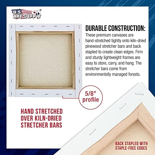 U.S. Art Supply 12x12 Stretched Canvas for Painting, 5/8" Profile, 7-Pack