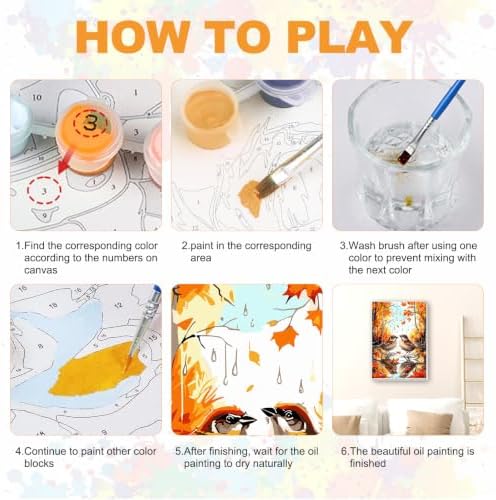 SENQAO Bird Paint by Numbers Kit for Adults Beginner, Fall Hummingbird Adult Paint by Number Kits on Canvas, DIY Acrylic Oil Easy Painting by Numbers for Home Wall Decor 8X12 inch