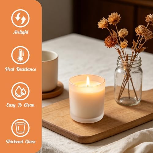 SUPMIND 15 Pack Empty Candle Jars, 7oz Frosted Glass Jars with Bamboo Lids