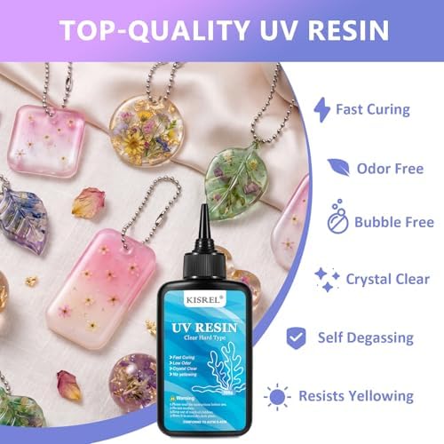 KISREL 200g UV Resin Kit with Light - Big 22 LED Beads Fast Curing Large UV Lamp, Anti-Sticky Crystal Clear Hard Resina Starter Kit for Beginners, Jewelry, Crafts DIY
