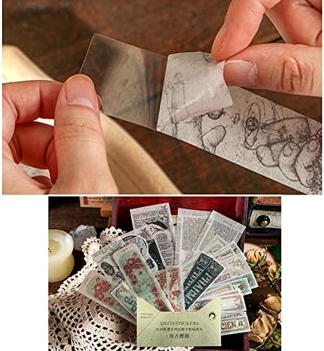 Vintage Washi Paper Stickers for Journaling, 120 Pieces Antique Planner bullet Journal Self-Adhesive Retro Aesthetic Decorative Stickers Decals for Scrapbook, DIY Arts and Crafts, Photo Album, Diary,