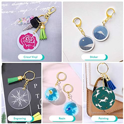 Audab Blank Keychain Set, 120pcs Including Acrylic Discs, Tassels, Gold Keychains and Jump Rings for DIY Craft Kit
