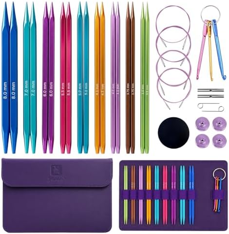 Yarniss 9 Pairs Square Circular Knitting Needles Set with Cable US 2.5~11