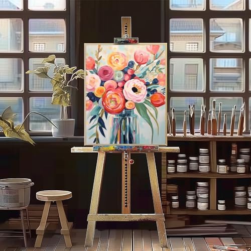 Natuyalo Flowers Paint by Numbers Kit for Adults - Flowers in a Vase Paint by Number on Canvas Without Frame, DIY Acrylic Painting for Ideal Gift Home Wall Decor (16x20 Inch)