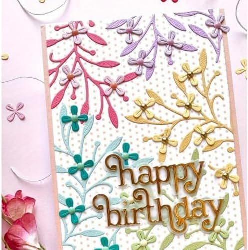 Cutting Dies Metal Stencils Scrapbooking Tools DIY Embossing Template for Paper Card Making Album Arts Crafts Supplies (Branches and Flowers-11.1x7.5cm)