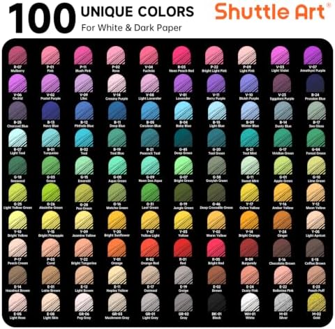 Shuttle Art Colored Pens, 100 Vibrant Colors Cute Journal Pens 0.6mm Fine Point Colored Gel Pens for Black Paper in Portable Bag for Coloring Writing Drawing Journaling Note Taking School Office Home