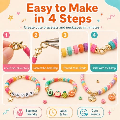 7500+Clay Beads Bracelet Making Kit for Girls- 24 Colors Heishi Beads with No Missing Letter Beads&Charms for DIY Friendship Bracelets and Jewelry Making kit,Arts and Crafts Gift for Teen Girls 6-12