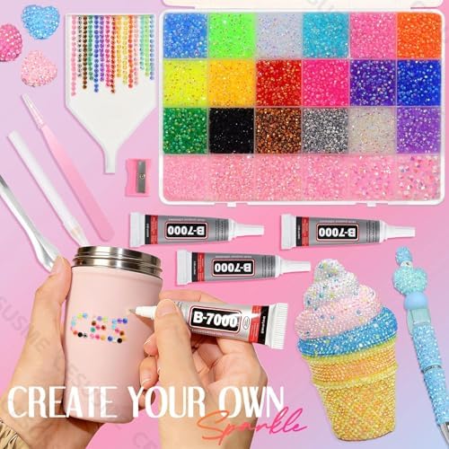 28000Pcs Color Rhinestones Bedazzling Kit, Pink Resin Jelly Bedazzling Gems