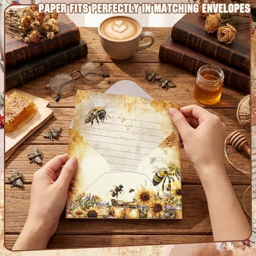 TaoBary 160 Pcs Vintage Bee Butterfly Stationery Paper and Envelopes Set