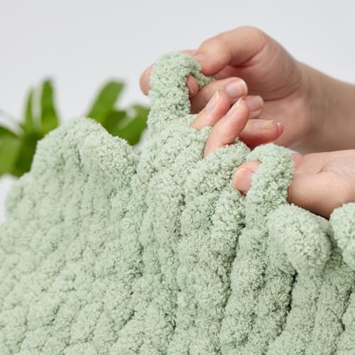 Bulky Chunky Yarn for Hand Knitting Blanket – #10 Jumbo Knitting Yarn, 1 Inch Thick Chenille Jumbo Yarn, No Knots Soft Machine Washable, Super Bulky Yarn 4 Pack for Crochet, Arm Knitting & Crafts
