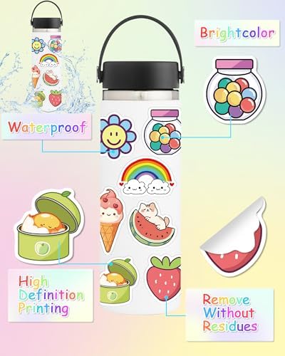 600 Pcs/Pack Water Bottle Stickers for Kids, Cute Vinyl Waterproof Stickers | Party Favors for Girls Teens, Back to School Supplies Gifts, Classroom Prizes, Goodie Bag Stuffers, Teacher Classroom Supplie