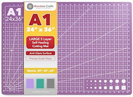 Mandala Crafts Self-Healing Purple Pink 24" x 36" A1 Cutting Mat for Sewing
