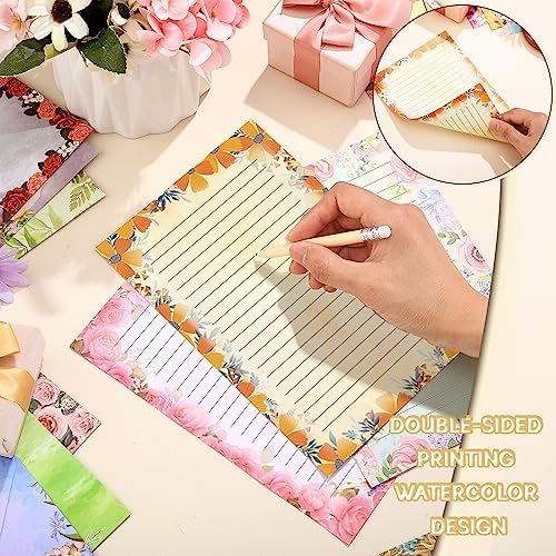 TaoBary 160 Pcs Flower Stationery Paper and Envelopes Set, 5.5 x 8.25''