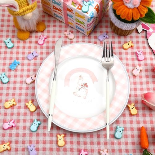 JUNEBRUSHS Easter Decorations, 50 Pcs Tiny Easter Rabbits Resin Rabbits Flat Easter Rabbits Mini Rabbit Figurines Easter Egg Fillers for Easter Crafts Home Table Decor