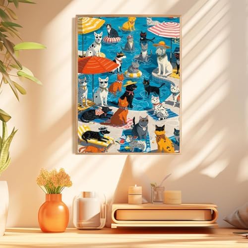 Cat Diamond Art Kits for Adults, Diamond Painting Kits for Adults 12x16 in | Diamond Painting Kits for Adults Beginners, Gem Art, 5D Full Drill, DIY Arts and Crafts for Gift Home or Decor