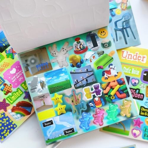 60 Sheets 1500+ Pcs Vintage Cyber Y2K Stickers Book for Journal Scrapbook