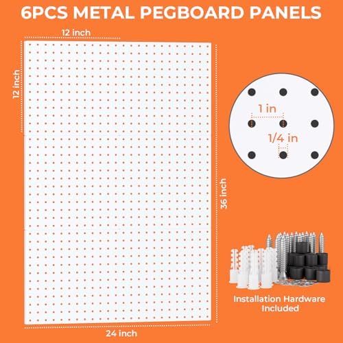 INCLY 90PCS Metal Peg Board Kit with 1/4" Pegboard Accessories